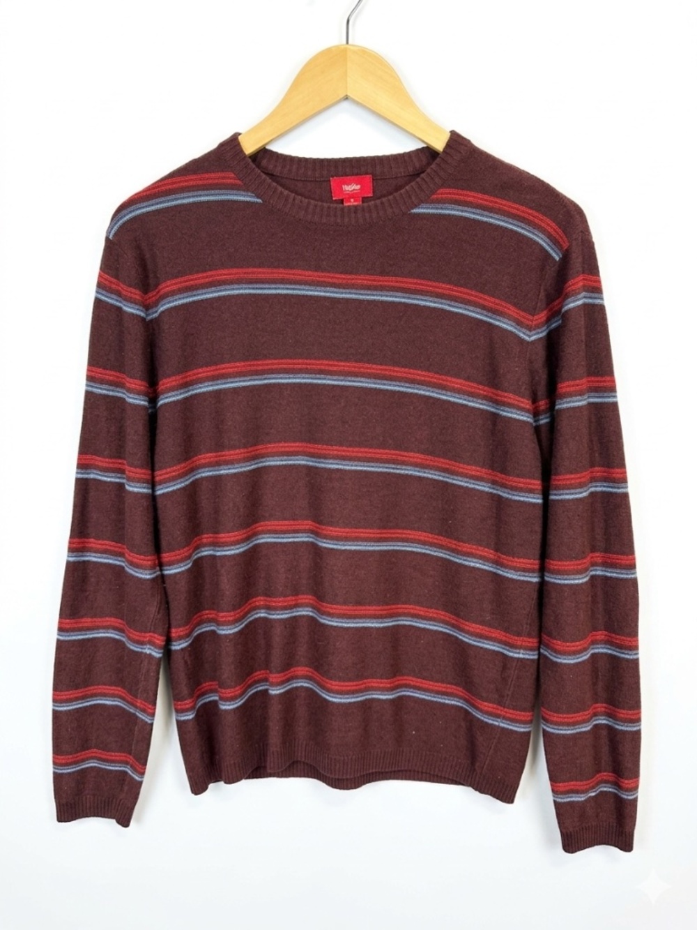 VTG Mossimo Striped Sweater M Brown Red Blue Crewneck Knit Retro Y2K Indie